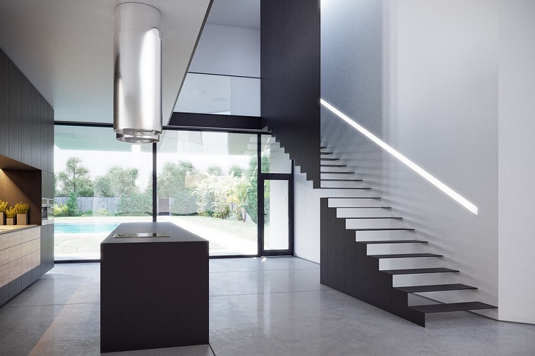 scale moderne per interni alluminio nero