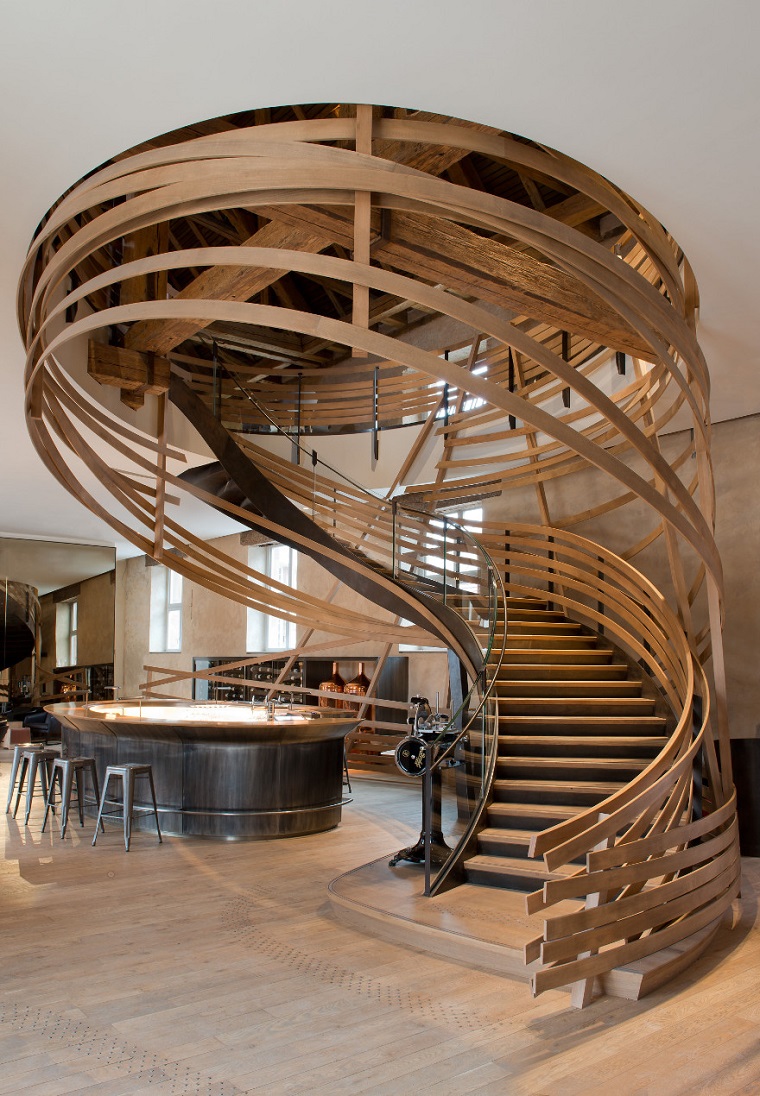 scale moderne per interni legno