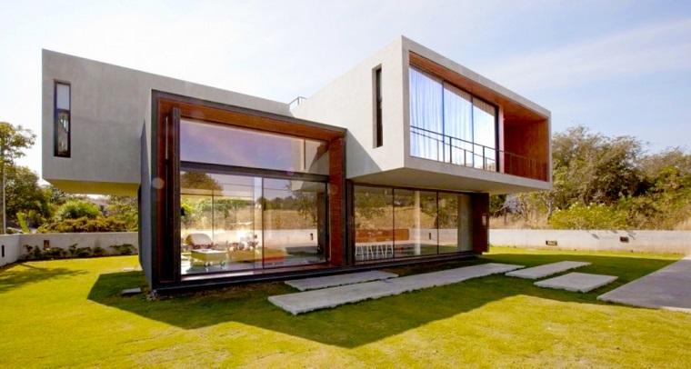 finestre architettura moderna villa bianca marrone