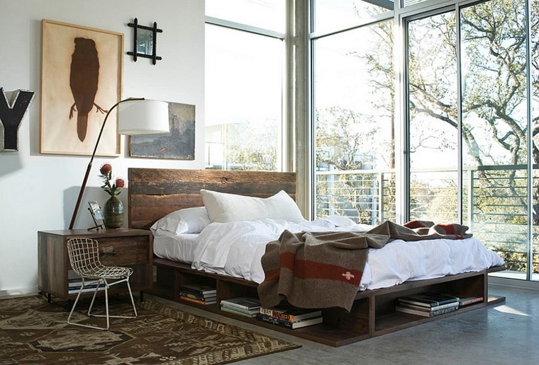 camera da letto moderna letto comodini bancali riciclo