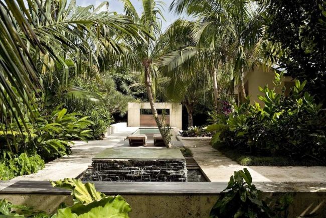 giardino tropicale fontana calcestruzzo design speciale