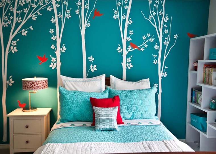 camerette bambini proposta parete blu decorata stile classico 
