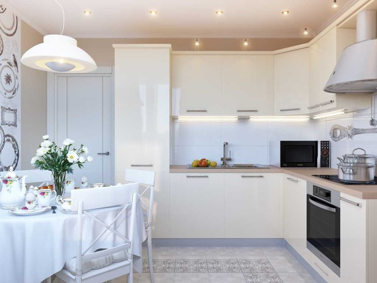 cucina bianca lucida luminosa accogliente moderna