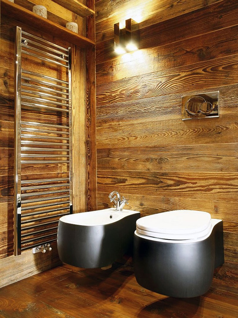 idee bagno sanitari moderni pareti legno