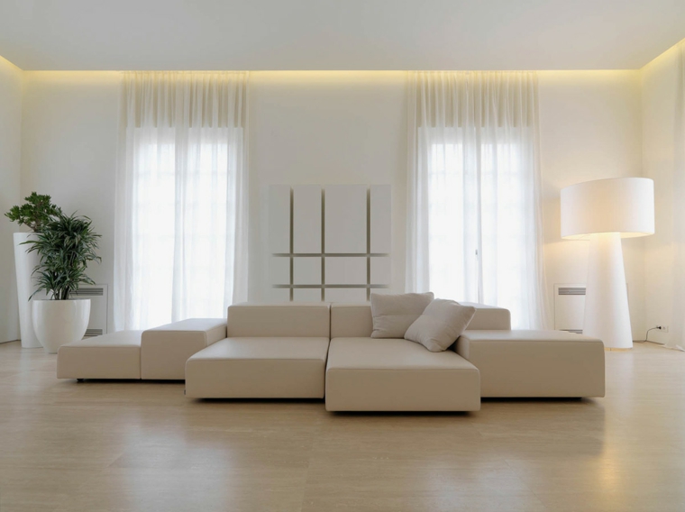 minimalismo soggiorno moderno tutto bianco lucido