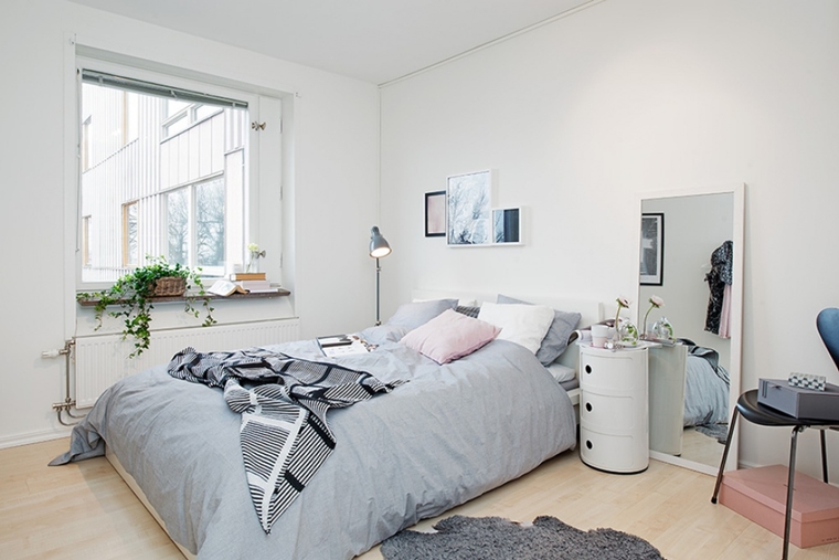 arredare camera da letto moderna colori grigio bianco