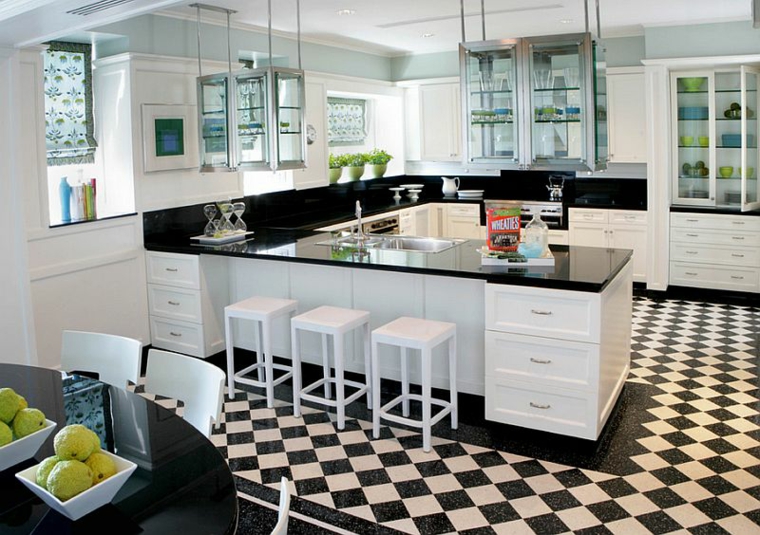 bianco nera cucina moderne raffinata scacchi motivi