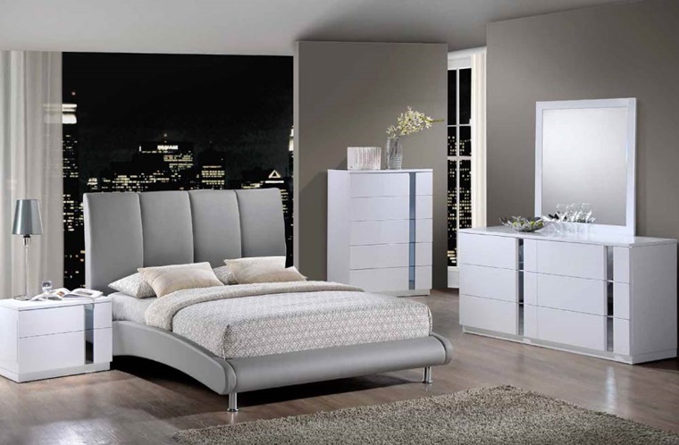 Camera da letto grigia 42 idee favolose archzine.it Colore pareti camera da letto mobili bianchi