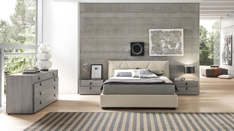camera da letto grigia mobili moderni