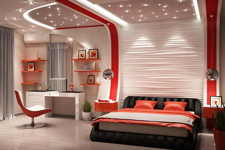 camera da letto moderna illuminazione soffitto spettacolare