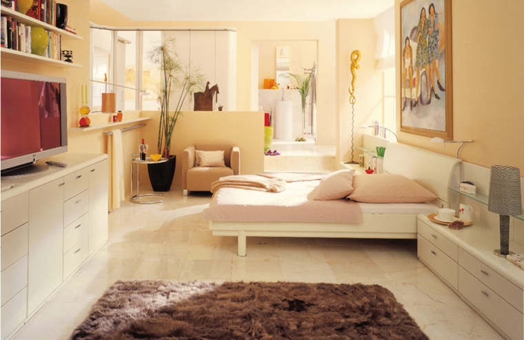 camera letto moderna confortevole colori caldi