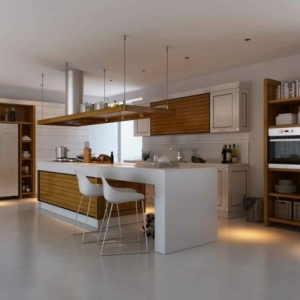 Cucine bianche moderne con inserti in legno – le nuove tendenze
