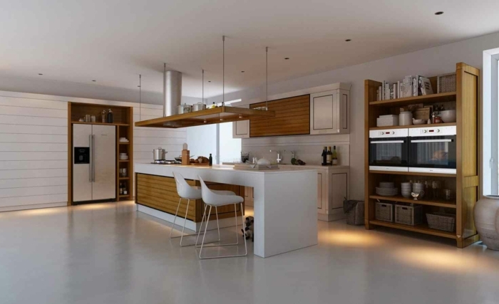 Cucine bianche moderne con inserti in legno – le nuove tendenze