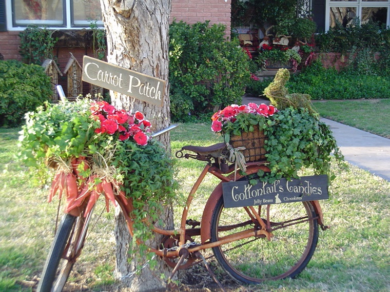 giardino d inverno idea decorativa bicicletta fiori