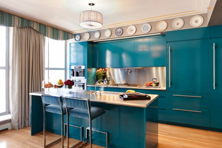 immagini cucine moderne colore blu