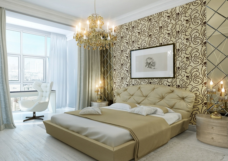 lampadari moderni camera letto decorazioni pareti