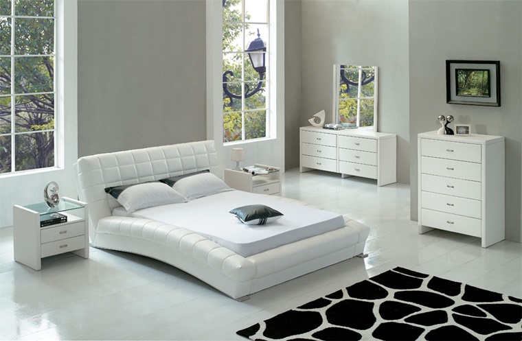 mobili moderni bianco pareti grigio