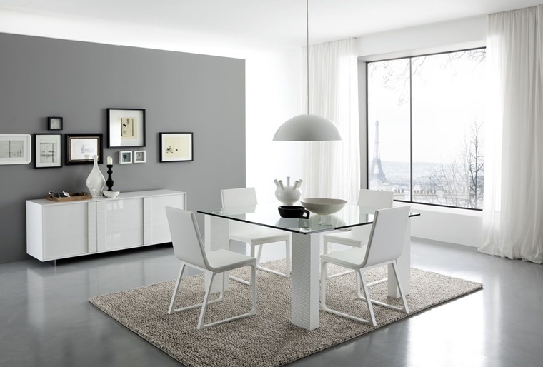 mobili moderni bianco tavolo vetro