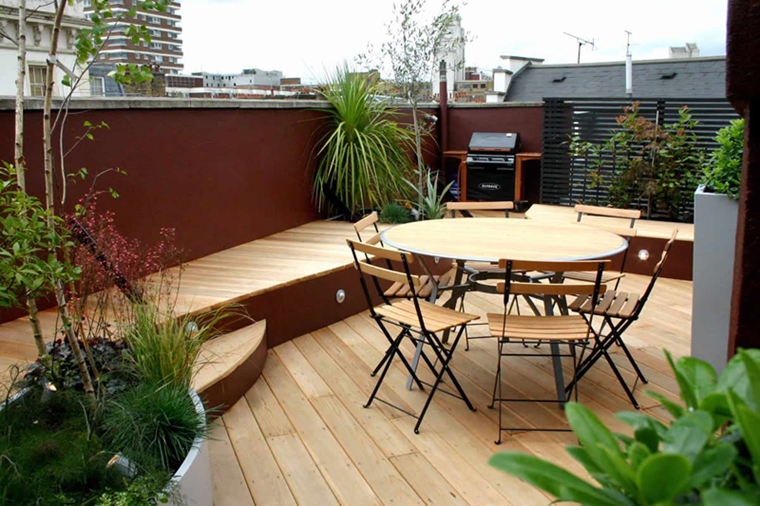 terrazza moderna tetto set giardino legno metallo