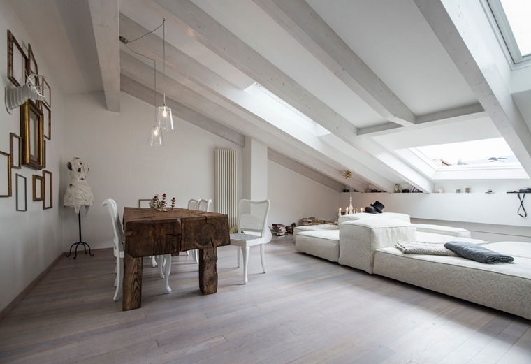 Travi in legno bianche esempi spettacolari e moderni Verniciare travi in legno