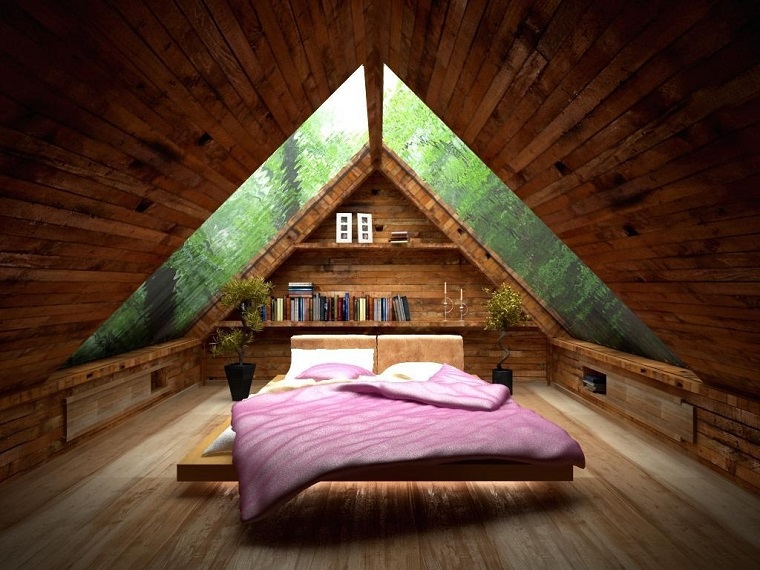 camera da letto mansarda tutta legno