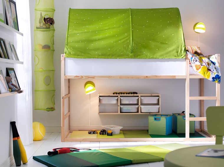camerette per bambini varie idee colore verde