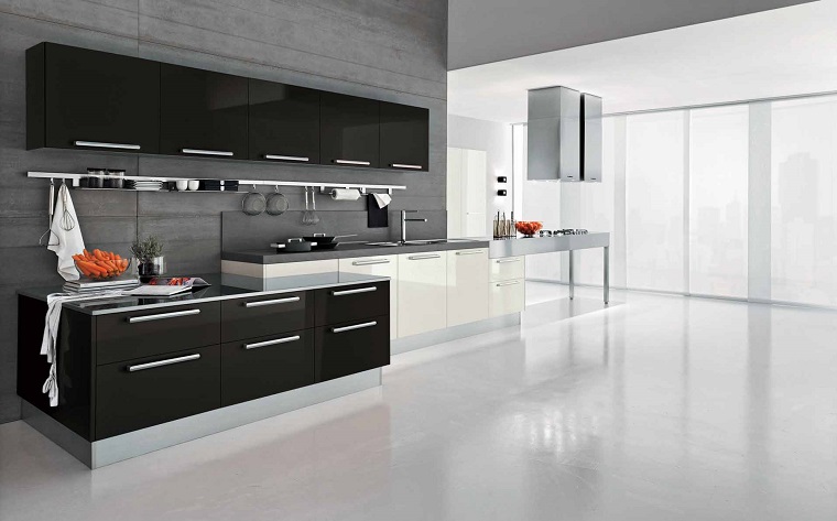 colori interni casa cucina bianca nera