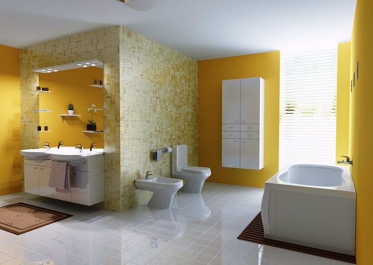 colori per pareti giallo bagno moderno
