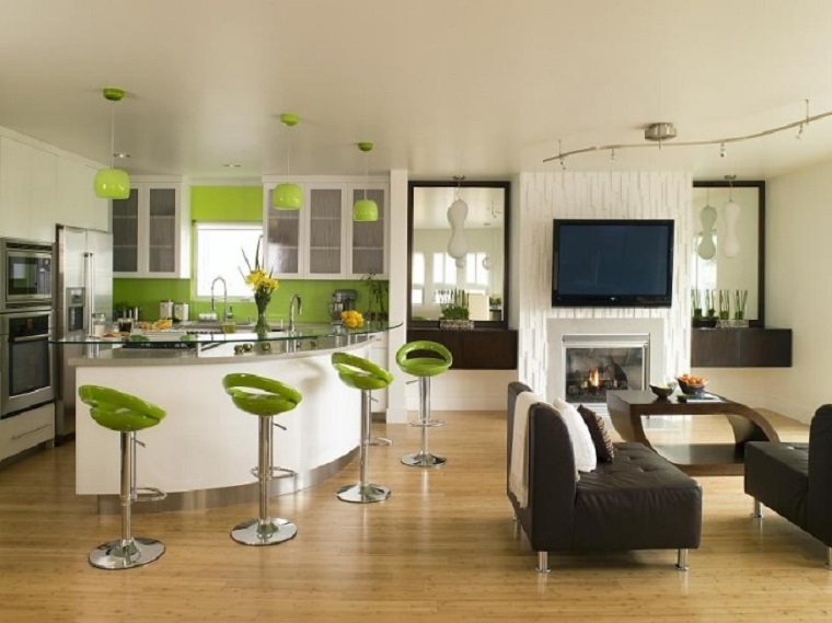 design moderno contemporaneo salotto cucina colori freschi