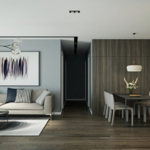 Open space – cucina e salotto con design moderno 2 in 1