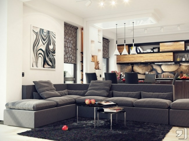 Open space cucina e salotto con design moderno 2 in 1 archzine.it Idee arredo soggiorno cucina