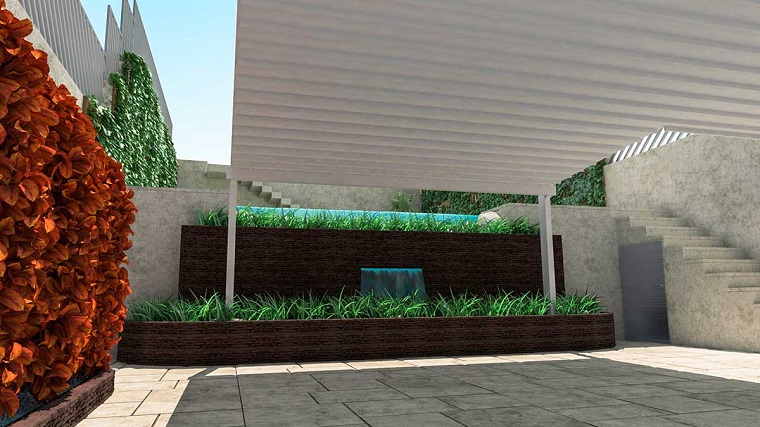 progetto giardino design fontana elegante