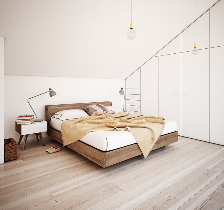 stile contemporaneo camera letto piccola soffitto pendenza