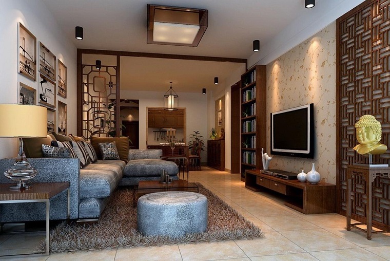arredametno soggiorno design divano angolare tappeto peloso
