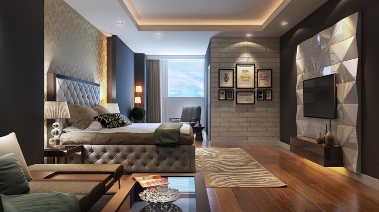 camere da letto moderne pavimento legno
