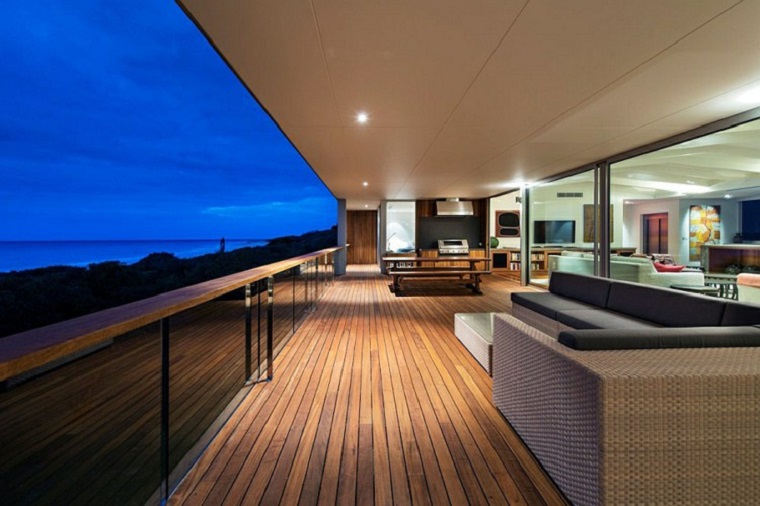 casa moderna terrazzo bellissimo pavimento legno