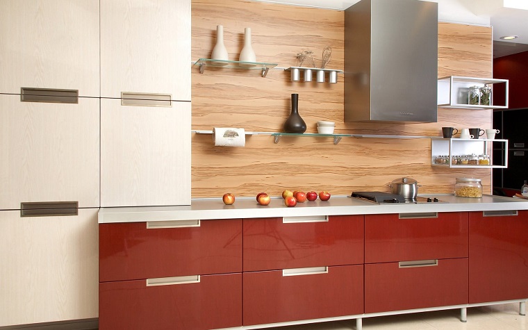 cucina design moderno paraschizzi legno trattato