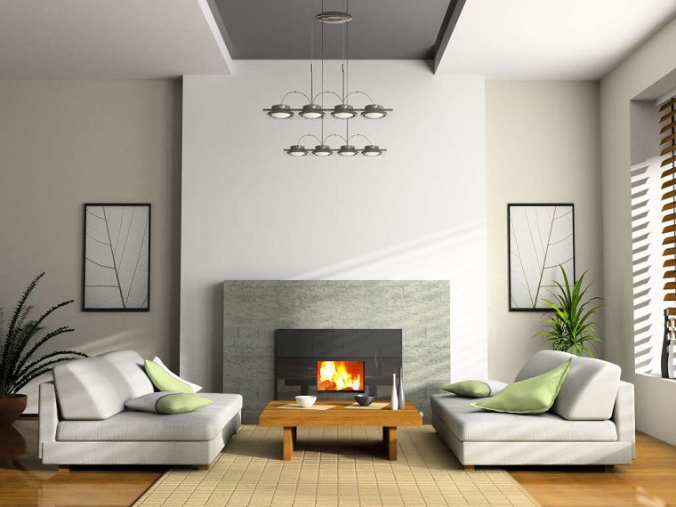 idea sobria elegante soggiorno bianco grigio