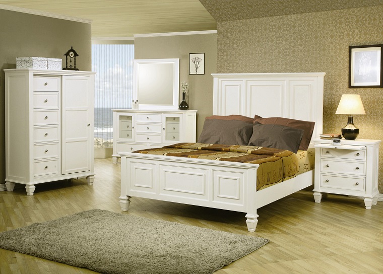 mobili camera da letto bianchi pareti color salvia