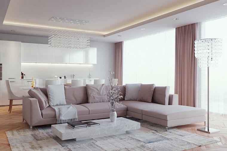mobili soggiorno divano grigio chiaro