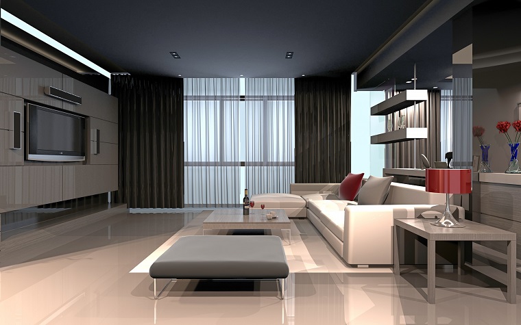 mobili soggiorno stile moderno pavimento lucido