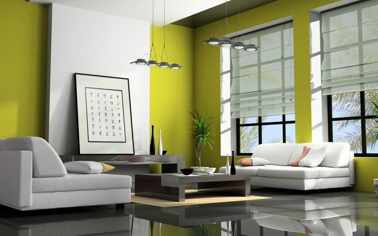 pareti-soggiorno-colore-verde-arredo-moderno