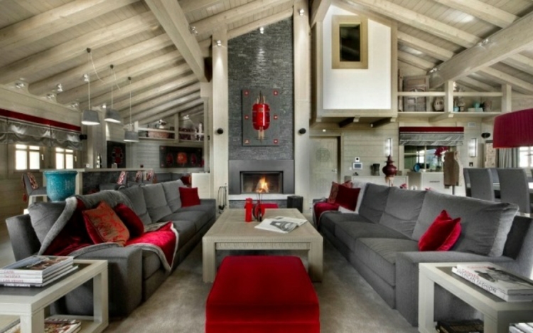 saloni moderni arredamento particolare mobili colore rosso