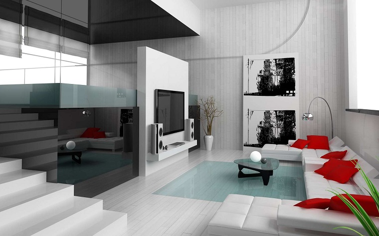 soggiorno bianco nero design moderno