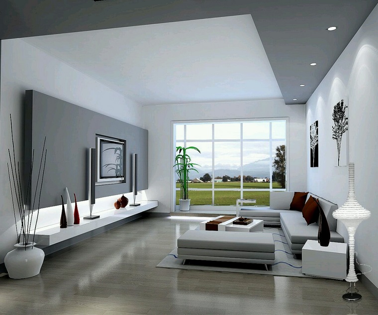 soggiorno moderno mobili colore bianco