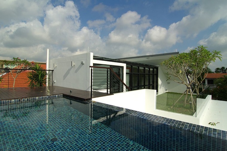terrazzo design moderno piscina grande
