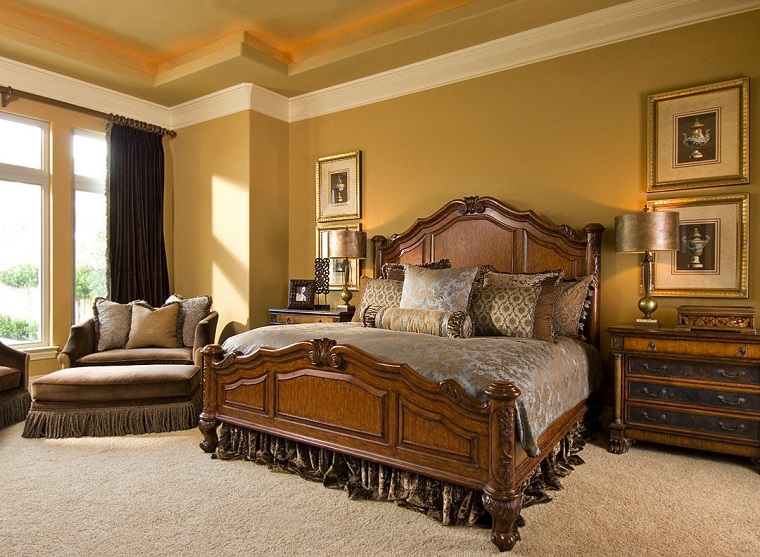 arredamento classico idea camera letto legno decorato