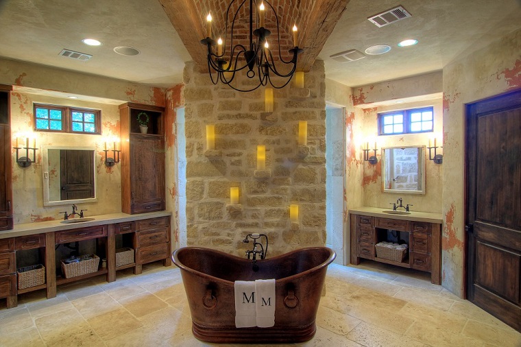 bagni in pietra vasca rame design rustico