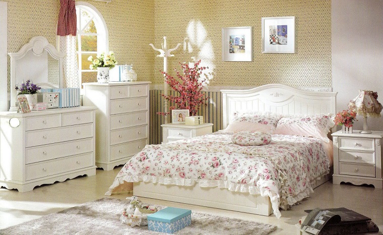 camera da letto country mobili colore bianco