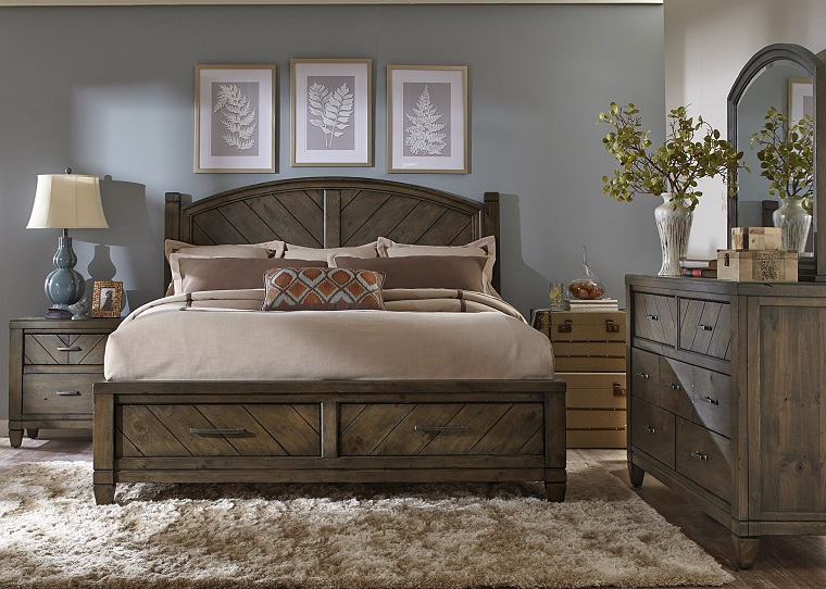 camera da letto country mobili legno colore scuro